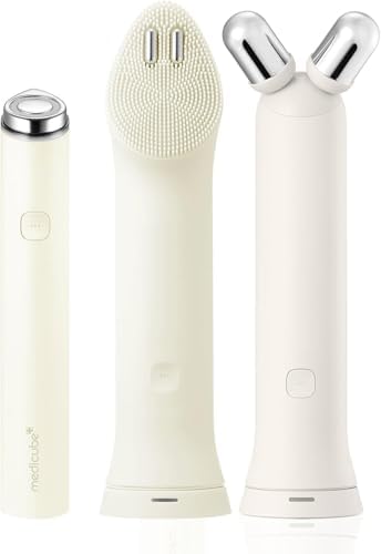 medicube Mini Booster Pro Plus Face Roller Device Set   2 in 1 Massage & Skincare Device   Jawline Care & Depuffing   Face & Body Massager with 3 Vibration Modes   Korean Facial Device  Pink