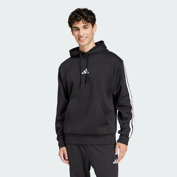men s  essentials 3 stripes fleece hoodie