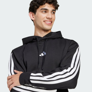 men s  essentials 3 stripes fleece hoodie