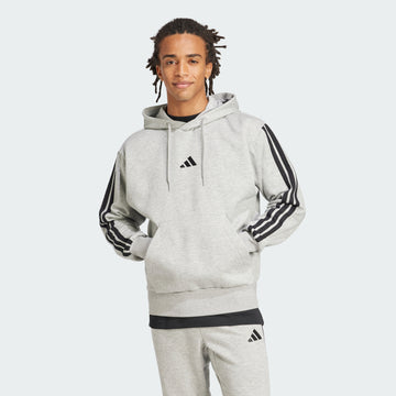 men s  essentials 3 stripes fleece hoodie