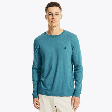 mens heathered crewneck long sleeve t shirt
