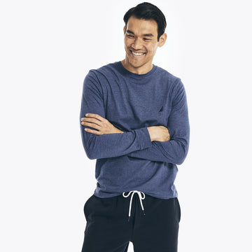 mens heathered crewneck long sleeve t shirt