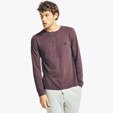 mens heathered crewneck long sleeve t shirt