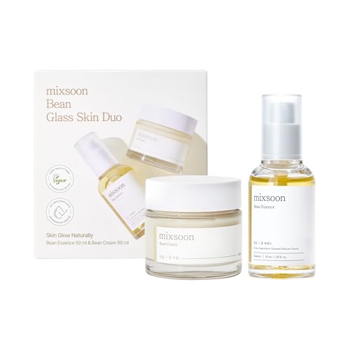 mixsoon Bean Glass Skin Duo Facial Moisturizer Fermented Bean Skincare Routine Bean Essence 50ml   Bean Cream 50ml 3 38 Fl  Oz / 100ml Korean Glass Skin Care