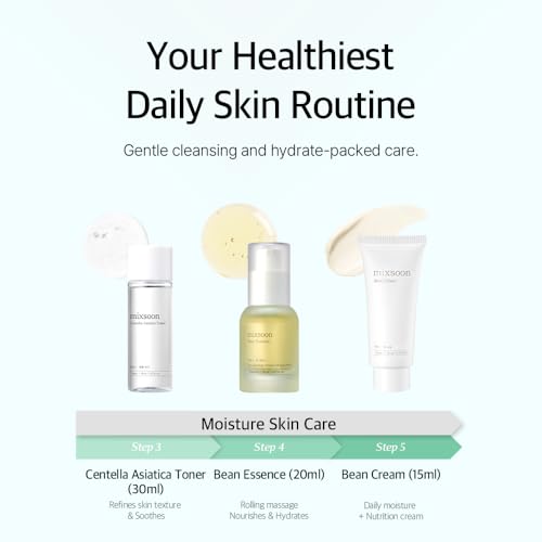 mixsoon Pure Glow Essentials - Juego de 5 pasos para el cuidado de la piel, suave e hidratante, para todo tipo de piel, 5 artículos de vidrio coreano para el cuidado de la piel, 29.57 onzas líquidas