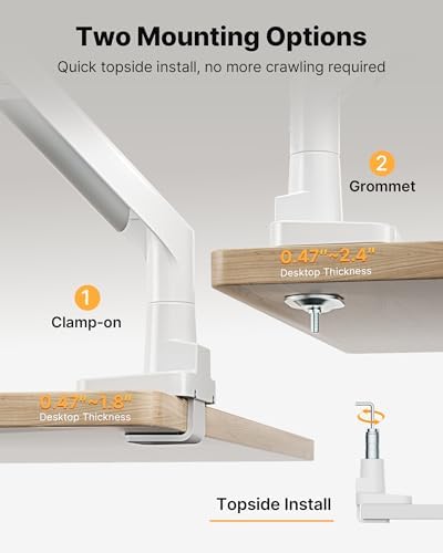 monTEK Sleek Aluminum Monitor Arm for 17 57  Ultrawide Screens up to 59 4 lbs  Heavy Duty Single Monitor Arm Desk Mount  Pneumatic Lift  Quick Release Plate  Clamp/Grommet  Max VESA 100x100