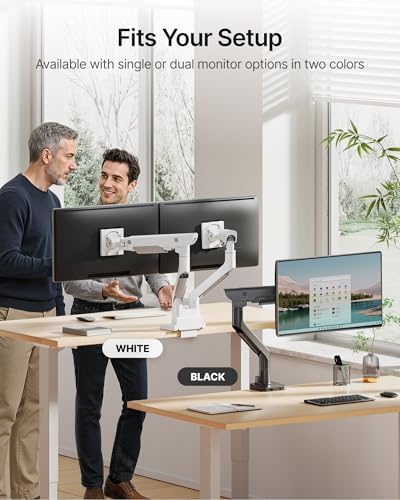 monTEK Sleek Aluminum Monitor Arm for 17 57  Ultrawide Screens up to 59 4 lbs  Heavy Duty Single Monitor Arm Desk Mount  Pneumatic Lift  Quick Release Plate  Clamp/Grommet  Max VESA 100x100