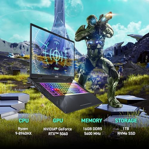 msi Crosshair A16 HX 16  QHD  240Hz Gaming Laptop   AMD Ryzen 9 8940HX  NVIDIA GeForce RTX 5060  16GB DDR5  1TB NVMe SSD  Wi Fi 6E  USB C  Windows 11 D8WFKG 090US