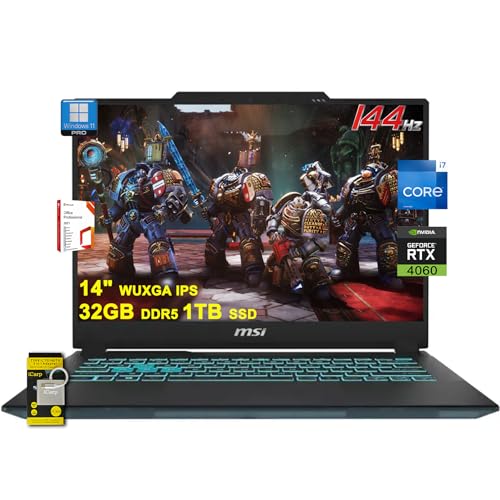 msi Cyborg 14 Gaming Laptop 14 WUXGA IPS 144Hz  100  sRGB  Intel 10 core i7 13620H 32GB DDR5 1TB SSD GeForce RTX 4060 Backlit USB C Win11Pro w/ICP Accessory