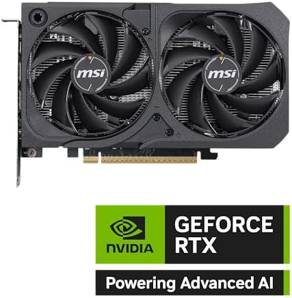 msi Gaming RTX 5050 8G Shadow 2X OC Graphics Card  8GB GDDR6 128 bit  Extreme Performance  2617 MHz  DisplayPort x3 2 1a  HDMI 2 1b  NVIDIA Blackwell Architecture 