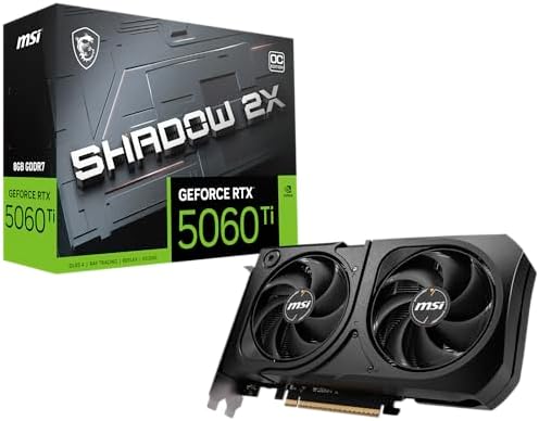 msi Gaming RTX 5060 Ti 8G Shadow 2X OC Graphics Card  8GB GDDR7 TBA bit  Extreme Performance  TBA MHz  DisplayPort x3 2 1a  HDMI 2 1b  NVIDIA Blackwell Architecture 