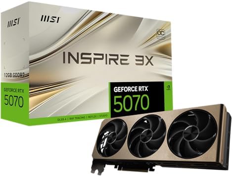 msi Gaming RTX 5070 12G Inspire 3X OC Graphics Card  12GB GDDR7  192 bit  Extreme Performance  2557 MHz  DisplayPort x 3 2 1a  HDMI 2 1b  NVIDIA Blackwell Architecture 
