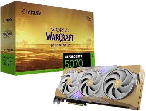 msi Gaming RTX 5070 12G World of Warcraft Midnight Light Edition OC Graphics Card  12GB GDDR7  192 bit  Extreme Performance  2625 MHz  DisplayPort x 3 2 1a  HDMI 2 1b  NVIDIA Blackwell Architecture 