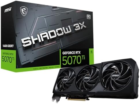 msi Gaming RTX 5070 TI 16G Shadow 3X OC Graphics Card  16GB GDDR7  256 bit  Extreme Performance  2497 MHz  DisplayPort x3 2 1a  HDMI 2 1b  NVIDIA Blackwell Architecture 