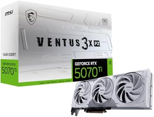 msi Gaming RTX 5070 Ti 16G Ventus 3X PZ OC Graphics Card  16GB GDDR7  256 bit  Extreme Performance  2482 MHz  DisplayPort x 3 2 1a  HDMI 2 1b  NVIDIA Blackwell Architecture 