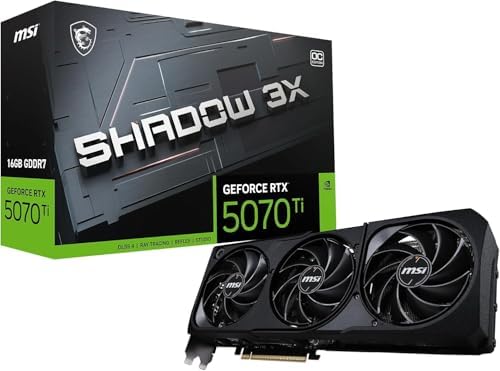 msi Gaming RTX 5070 TI 16G Shadow 3X OC Graphics Card  16GB GDDR7  256 bit  Extreme Performance  2497 MHz  DisplayPort x3 2 1a  HDMI 2 1b  NVIDIA Blackwell Architecture 