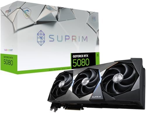 msi Gaming RTX 5080 16G SUPRIM SOC Graphics Card  16GB GDDR7  256 bit  Extreme Performance  2760 MHz  DisplayPort x 3 2 1a  HDMI 2 1b  NVIDIA Blackwell Architecture