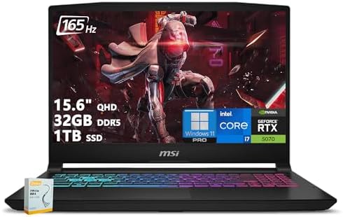 msi Katana 15 HX Gaming Laptop   15 6 QHD 165Hz 100  DCI P3   Intel Core i7 14650HX  >i9 12900H    64GB DDR5 1TB SSD   GeForce RTX 5070  Up to 798 AI Tops    RGB Keyboard Win11 Pro w/DLCA Accessory