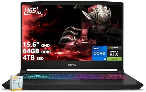 msi Katana 15 HX Gaming Laptop   15 6 QHD 165Hz 100  DCI P3   Intel Core i7 14650HX  >i9 12900H    64GB DDR5 1TB SSD   GeForce RTX 5070  Up to 798 AI Tops    RGB Keyboard Win11 Pro w/DLCA Accessory