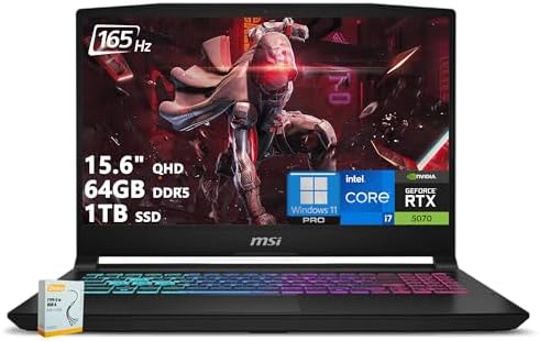 msi Katana 15 HX Gaming Laptop   15 6 QHD 165Hz 100  DCI P3   Intel Core i7 14650HX  >i9 12900H    32GB DDR5 2TB SSD   GeForce RTX 5070  Up to 798 AI Tops    RGB Keyboard Win11 Pro w/DLCA Accessory