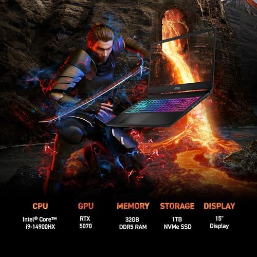 msi Katana 15 HX Gaming Laptop   15 6 QHD 165Hz Display  Intel Core i7 14650HX  NVIDIA GeForce RTX 5060  16GB DDR5  1TB NVMe SSD  Wi Fi 6E  RGB Keyboard  Windows 11  B14WFK 810US 