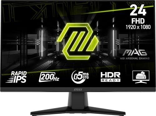 msi MAG 242F 24 inch 1920 x 1080  FHD  Gaming Monitor  200Hz  AMD FreeSync Premium  HDMI  DisplayPort  VESA  Tilt  Height Adjustable  Speaker  0 5ms  Black