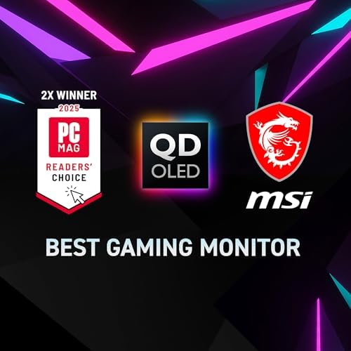 msi MAG 272QP QD OLED X24 27 Inch WQHD Gaming Monitor  2560 x 1440 Quantum Dot OLED Panel  240Hz  0 03ms  Adaptive Sync  HDMI2 1  DP 1 4a  Tilt/Height Adjustable  Black