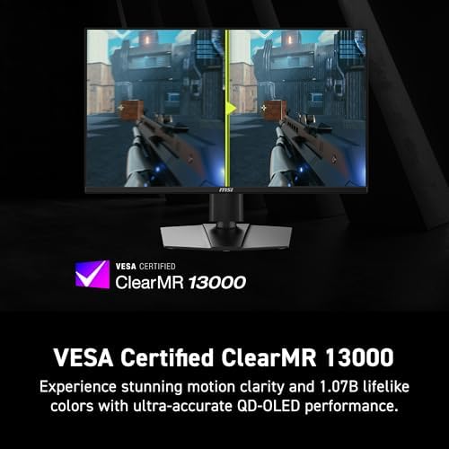 msi MAG 272QP QD OLED X24 27 Inch WQHD Gaming Monitor  2560 x 1440 Quantum Dot OLED Panel  240Hz  0 03ms  Adaptive Sync  HDMI2 1  DP 1 4a  Tilt/Height Adjustable  Black
