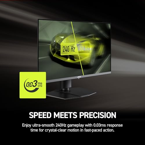 msi MAG 272UP QD OLED X24 26 5 inch 3840 x 2160  UHD  Gaming Monitor  240Hz  AMD Adaptive Sync  HDR Ready  HDMI  VGA Port  VESA Mountable  Tilt  4 Side Slim Bezel  0 03ms  Black