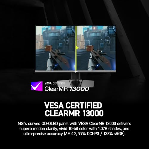 msi MAG 272UP QD OLED X24 26 5 inch 3840 x 2160  UHD  Gaming Monitor  240Hz  AMD Adaptive Sync  HDR Ready  HDMI  VGA Port  VESA Mountable  Tilt  4 Side Slim Bezel  0 03ms  Black