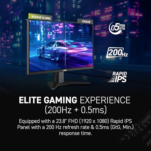 msi MAG 274F 27 inch 1920 x 1080  FHD  Gaming Office Monitor  200Hz  Adaptive Sync  HDR Ready  HDMI  VGA Port  VESA Mountable  Tilt  4 Side Slim Bezel 0 5ms  Black