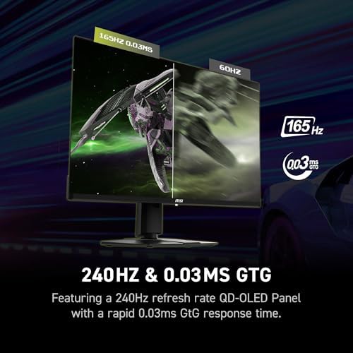 msi MAG 321UP QD OLED 32 inch QD OLED 3840 x 2160  UHD  Computer Monitor  165Hz  AMD FreeSync Premium Pro  HDMI 2 1  Display Port 1 4a  VESA Mountable  Tilt  Height Adjustable 0 03ms  Black