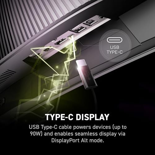msi MAG 341CQP QD OLED  34 Curved OLED Gaming Monitor  3440 x 1440  UWQHD   0 03ms Response time  175Hz  Adaptive Sync  True Black HDR 400  HDMI  DP Port  USB Type C  Tilt  Height  Black