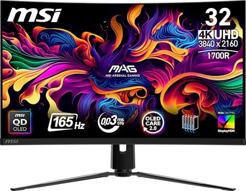 msi MAG 341CQP QD OLED  34 Curved OLED Gaming Monitor  3440 x 1440  UWQHD   0 03ms Response time  175Hz  Adaptive Sync  True Black HDR 400  HDMI  DP Port  USB Type C  Tilt  Height  Black