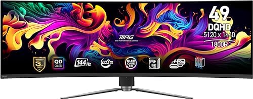 msi MAG 341CQP QD OLED  34 Curved OLED Gaming Monitor  3440 x 1440  UWQHD   0 03ms Response time  175Hz  Adaptive Sync  True Black HDR 400  HDMI  DP Port  USB Type C  Tilt  Height  Black