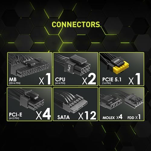 msi MAG A1000GL PCIE5  Fully Modular Compact Gaming 1000W Power Supply  80  Gold  ATX 3 1 & PCIe 5 1 Ready  Native Dual Color 12V 2x6 Cable  10 Year Warranty
