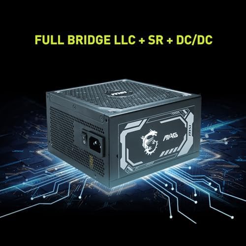 msi MAG A1000GL PCIE5  Fully Modular Compact Gaming 1000W Power Supply  80  Gold  ATX 3 1 & PCIe 5 1 Ready  Native Dual Color 12V 2x6 Cable  10 Year Warranty