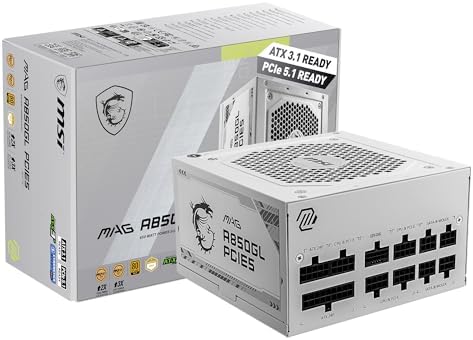 msi MAG A1000GL PCIE5  Fully Modular Compact Gaming 1000W Power Supply  80  Gold  ATX 3 1 & PCIe 5 1 Ready  Native Dual Color 12V 2x6 Cable  10 Year Warranty