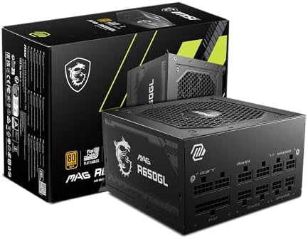 msi MAG A1000GL PCIE5  Fully Modular Compact Gaming 1000W Power Supply  80  Gold  ATX 3 1 & PCIe 5 1 Ready  Native Dual Color 12V 2x6 Cable  10 Year Warranty