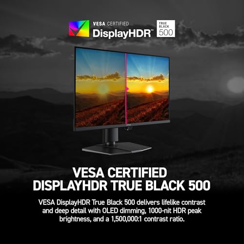 msi MPG 271QR QD OLED X50 27 inch 2560 x 1440  QHD  Gaming Monitor  500Hz  AMD Adaptive Sync  HDR Ready  HDMI  VGA Port  VESA Mountable  Tilt  4 Side Slim Bezel  0 03ms  Black