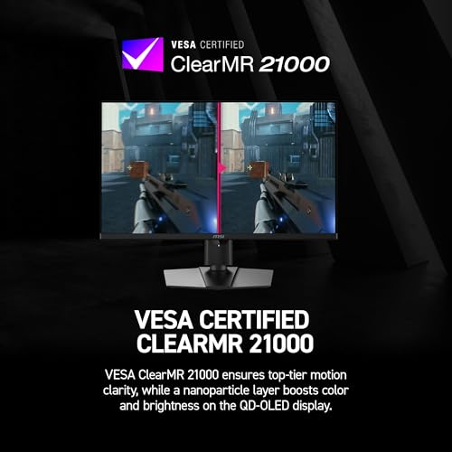 msi MPG 271QR QD OLED X50 27 inch 2560 x 1440  QHD  Gaming Monitor  500Hz  AMD Adaptive Sync  HDR Ready  HDMI  VGA Port  VESA Mountable  Tilt  4 Side Slim Bezel  0 03ms  Black