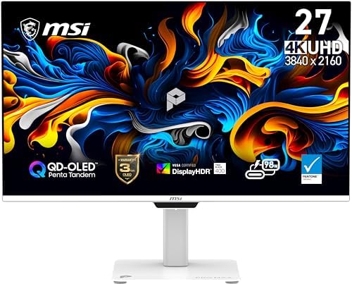 msi MPG 321URXW QD OLED 31 5 Inch 4K UHD Gaming Monitor   3840 x 2160 Quantum Dot OLED Panel  240Hz / 0 03ms  99  DCI P3   E 2  DisplayHDR True Black 400  KVM  RGB   DP 1 4a  HDMI 2 1  USB Type C 98W