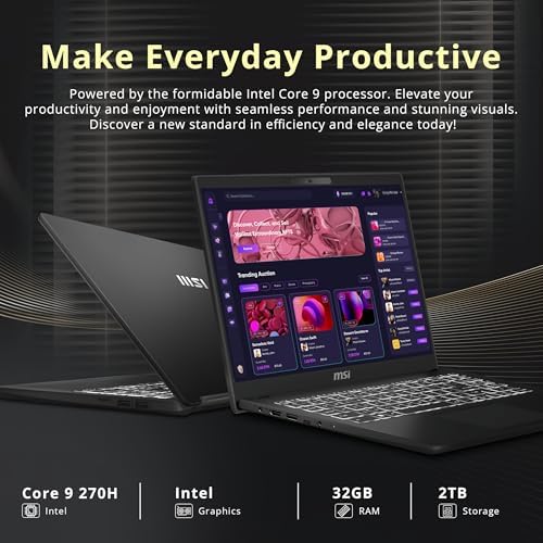 msi Modern 15 H 15 6 FHD Touchcreen Laptop  Intel Core 9 270H  32GB DDR4  2TB Storage  1TB SSD 1TB Docking Station Set   Intel Graphics  Backlit Keyboard  720p HD Webcam  Wi Fi 6E  Win 11  Black