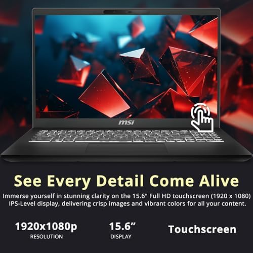 msi Modern 15 H 15 6 FHD Touchcreen Laptop  Intel Core 9 270H  32GB DDR4  2TB Storage  1TB SSD 1TB Docking Station Set   Intel Graphics  Backlit Keyboard  720p HD Webcam  Wi Fi 6E  Win 11  Black