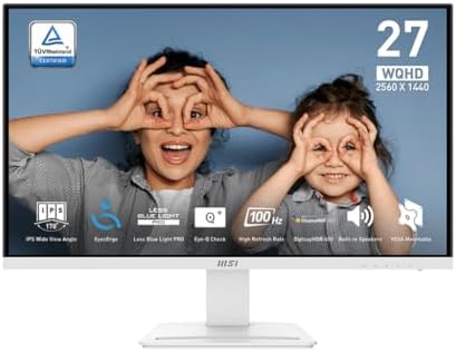 msi PRO MP275Q 27 Inch WQHD Office Monitor   2560 x 1440 IPS Panel  100 Hz  Eye Friendly Screen  Built in Speakers  Tilt Adjustable   HDMI 2 0b  DP  1 2a 