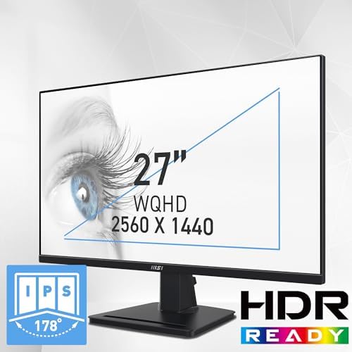 msi PRO MP275Q 27 Inch WQHD Office Monitor   2560 x 1440 IPS Panel  100 Hz  Eye Friendly Screen  Built in Speakers  Tilt Adjustable   HDMI 2 0b  DP  1 2a 