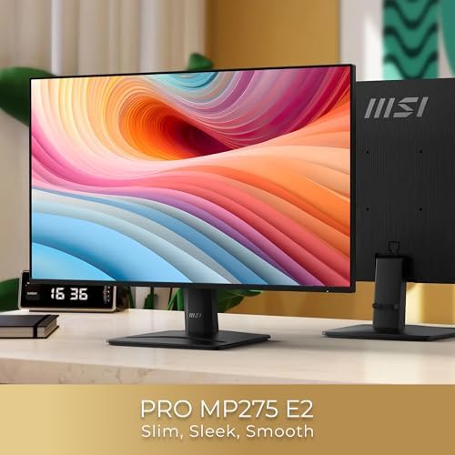 msi PRO MP275 E2 27 inch IPS 1920 x 1080  FHD  Gaming Office Monitor  120Hz  Free Synch  HDMI  DisplayPort  VGA Port  VESA Mountable  Tilt  Speaker  4 Side Slim Bezel 1ms  Black