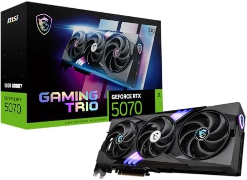 msi RTX 5070 12G Gaming Trio OC Graphics Card  12GB GDDR7  192 bit  Extreme Performance  2625 MHz  DisplayPort x3 2 1a  HDMI 2 1b  NVIDIA Blackwell Architecture 