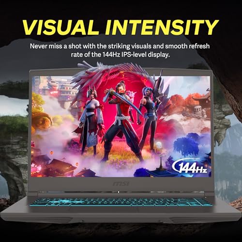 MSI Portátil para juegos Thin 15 FHD 144Hz de 15.6 pulgadas, Intel i5-13420H, 16 GB de RAM, SSD PCIe de 512 GB, NVIDIA GeForce RTX 4060, teclado retroiluminado, cámara web, Win 11 Pro, gris, juego de
