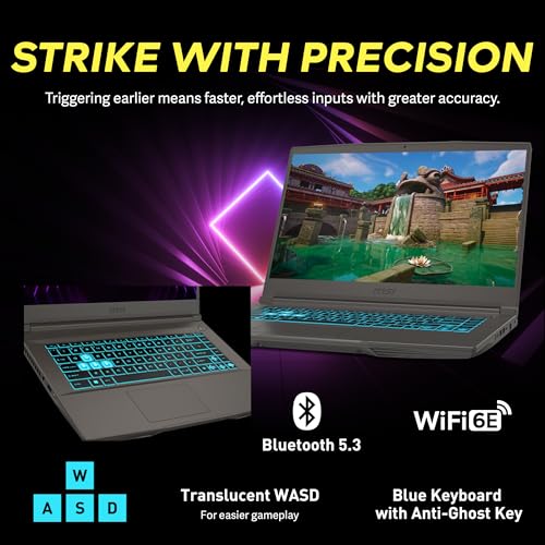 MSI Portátil para juegos Thin 15 FHD 144Hz de 15.6 pulgadas, Intel i5-13420H, 16 GB de RAM, SSD PCIe de 512 GB, NVIDIA GeForce RTX 4060, teclado retroiluminado, cámara web, Win 11 Pro, gris, juego de